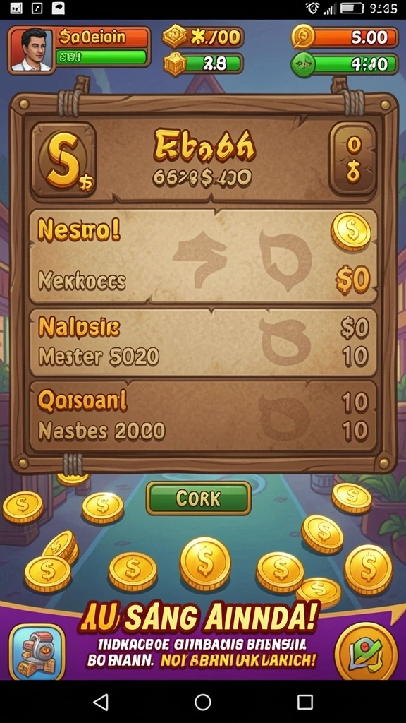Screenshot fitur upgrade karakter yang menarik.
