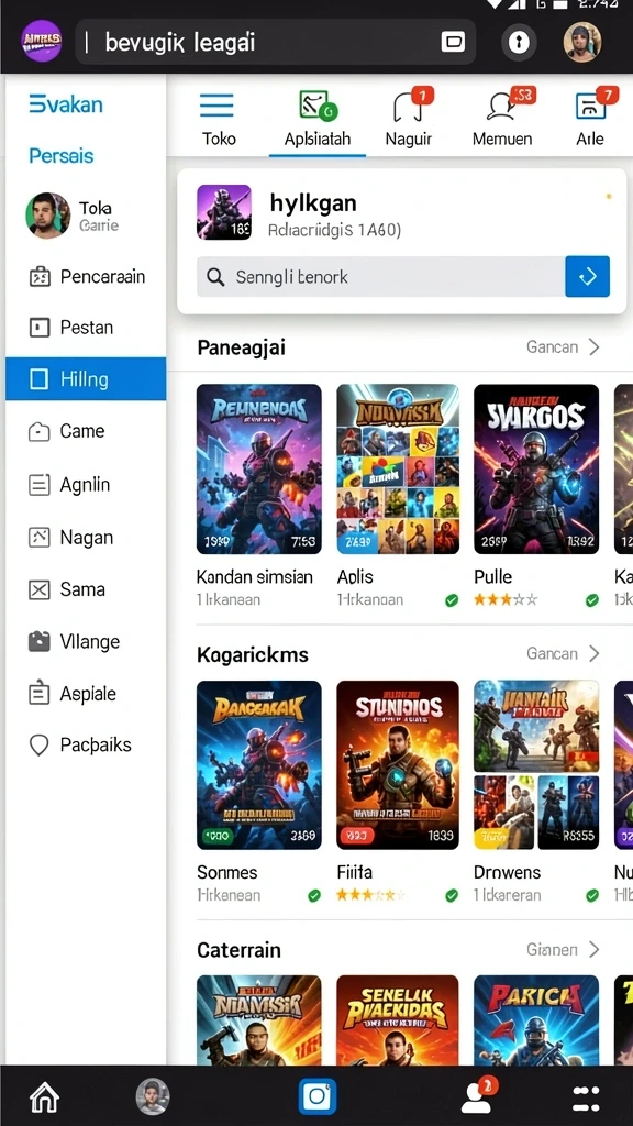 Layar permainan dengan grafis menawan dan level yang sedang dimainkan.