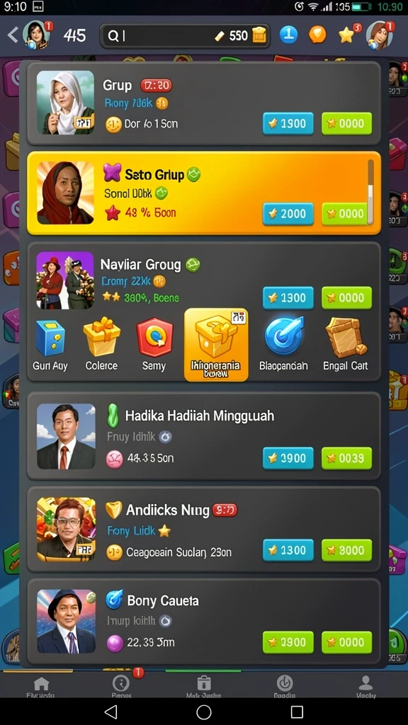 Screenshot menunjukkan fitur permainan yang interaktif dan dinamis.